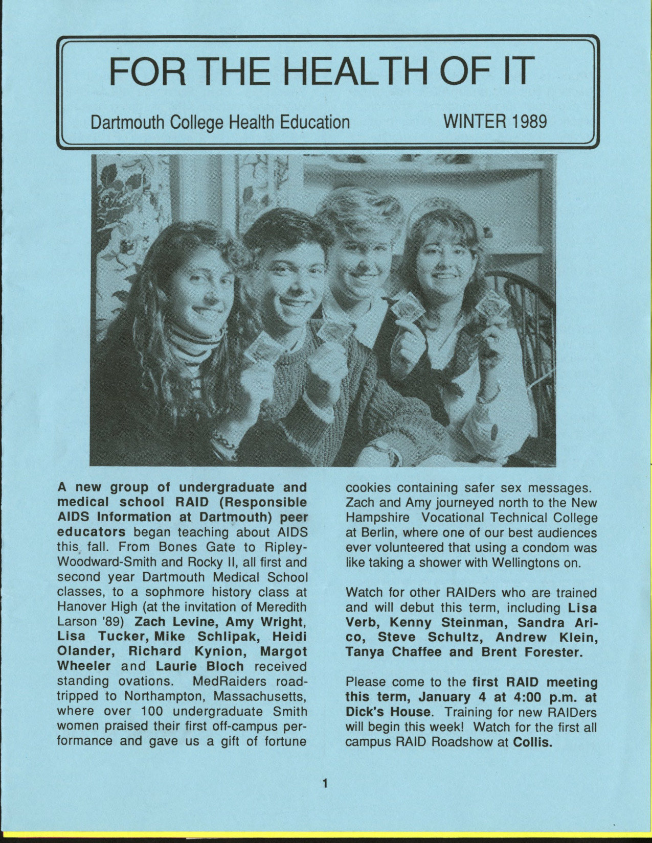 For the Health of It: Winter 1988 Newsletter