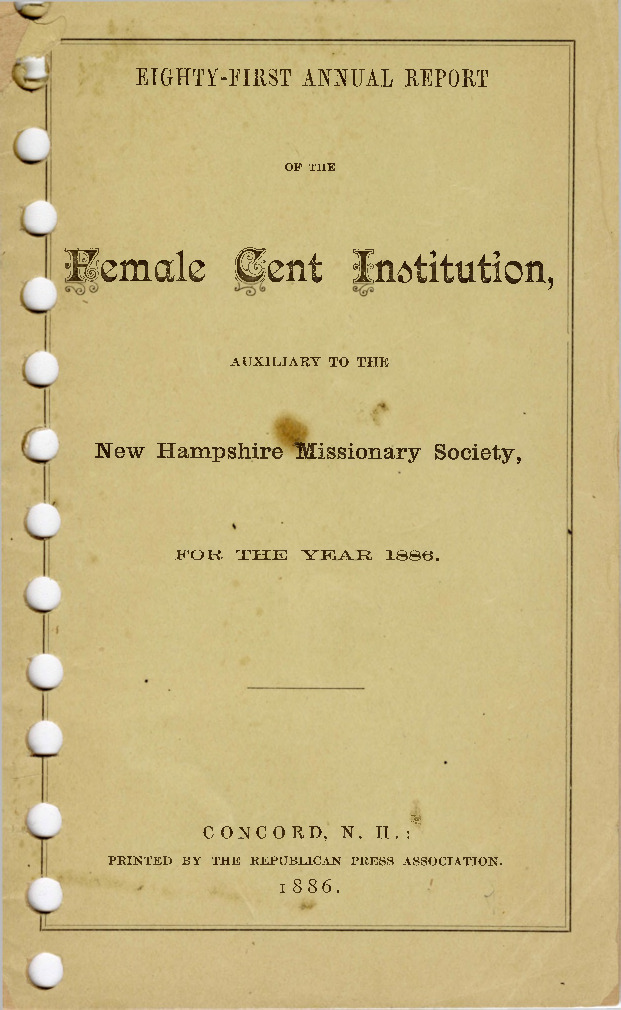 Annual Report of the Female Cent Institution, 1886