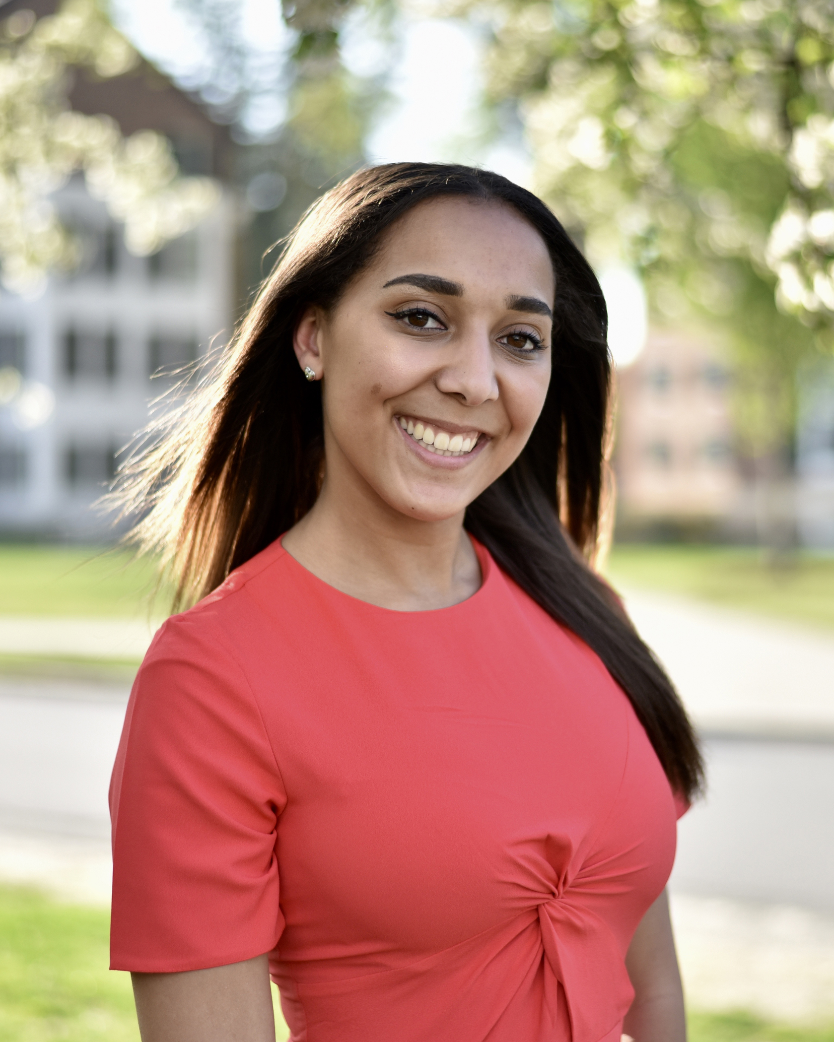 Anneliese Thomas, one of three Winter 2019 Historical Accountability Student Research Fellows, stands on the Dartmouth College Green.