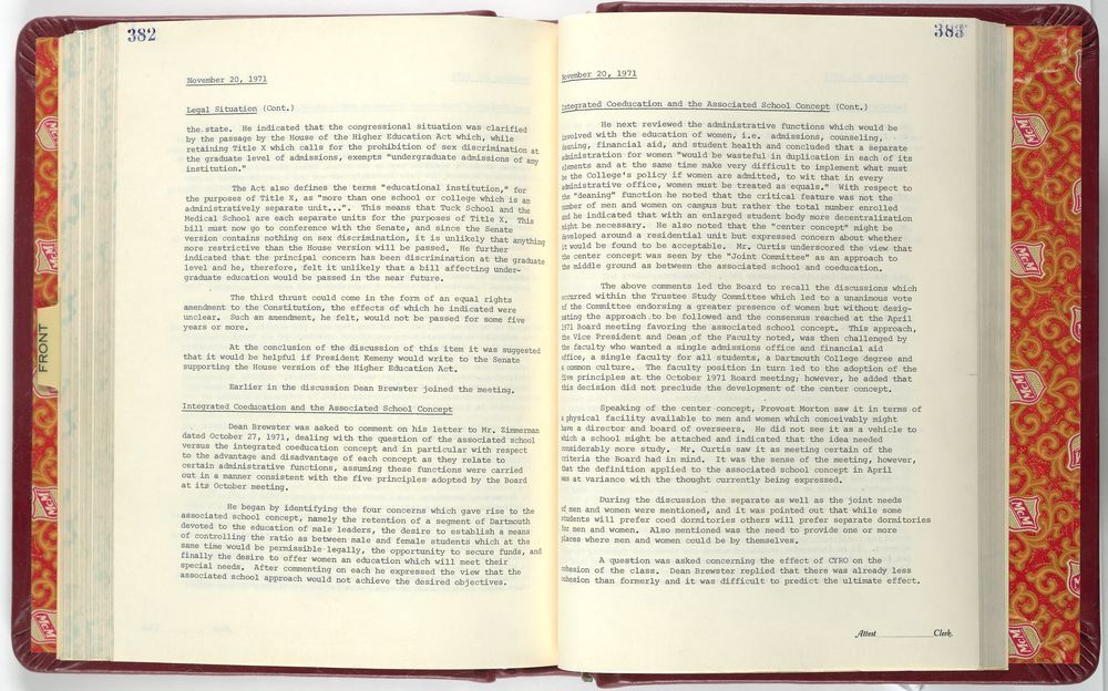 The fifth page of the Trustees' meeting minutes, November 21, 1971