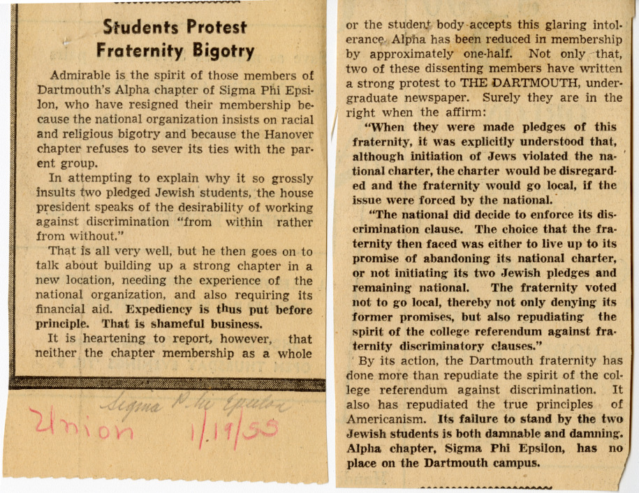 Students Protest Fraternity Bigotry