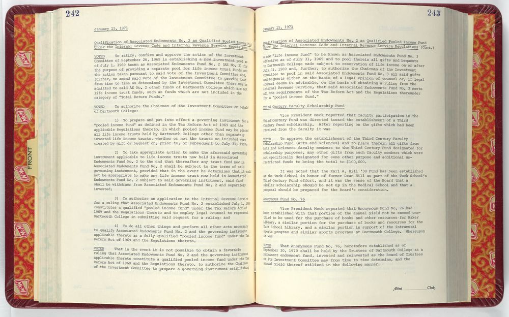 The second page of the Trustees' meeting minutes, November 21, 1971.