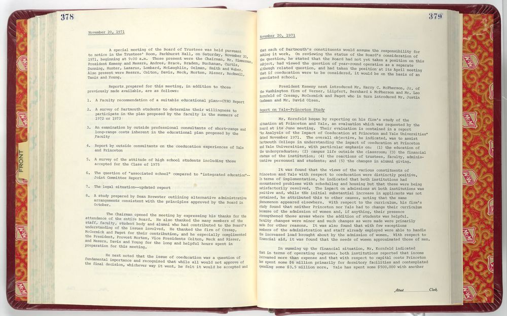 The third page of the Trustees' meeting minutes, November 21, 1971