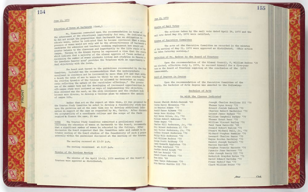 The first page of the Trustees' meeting minutes, November 21, 1971