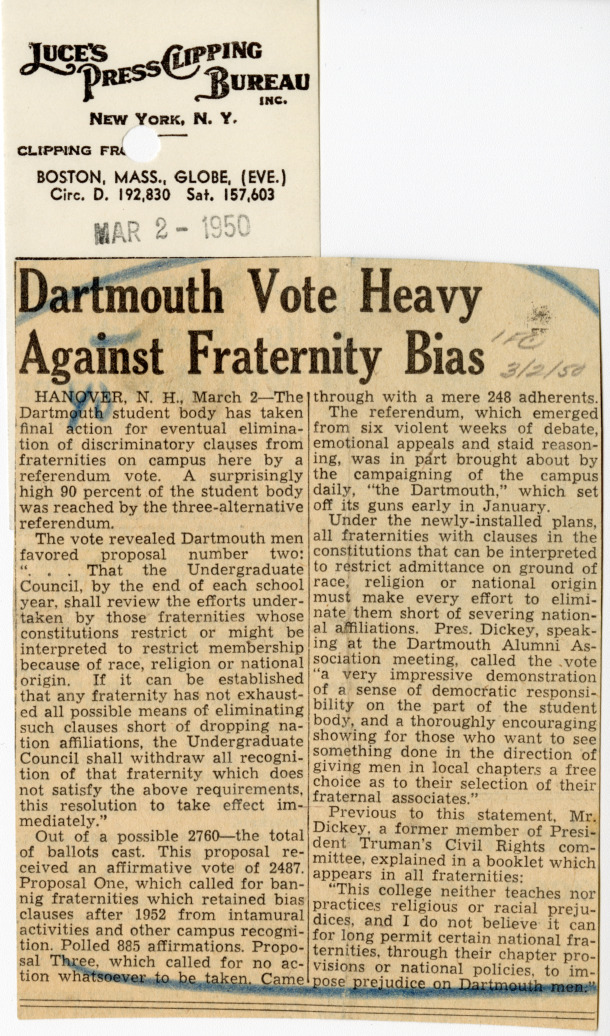 Dartmouth Vote Heavy Against Fraternity Bias