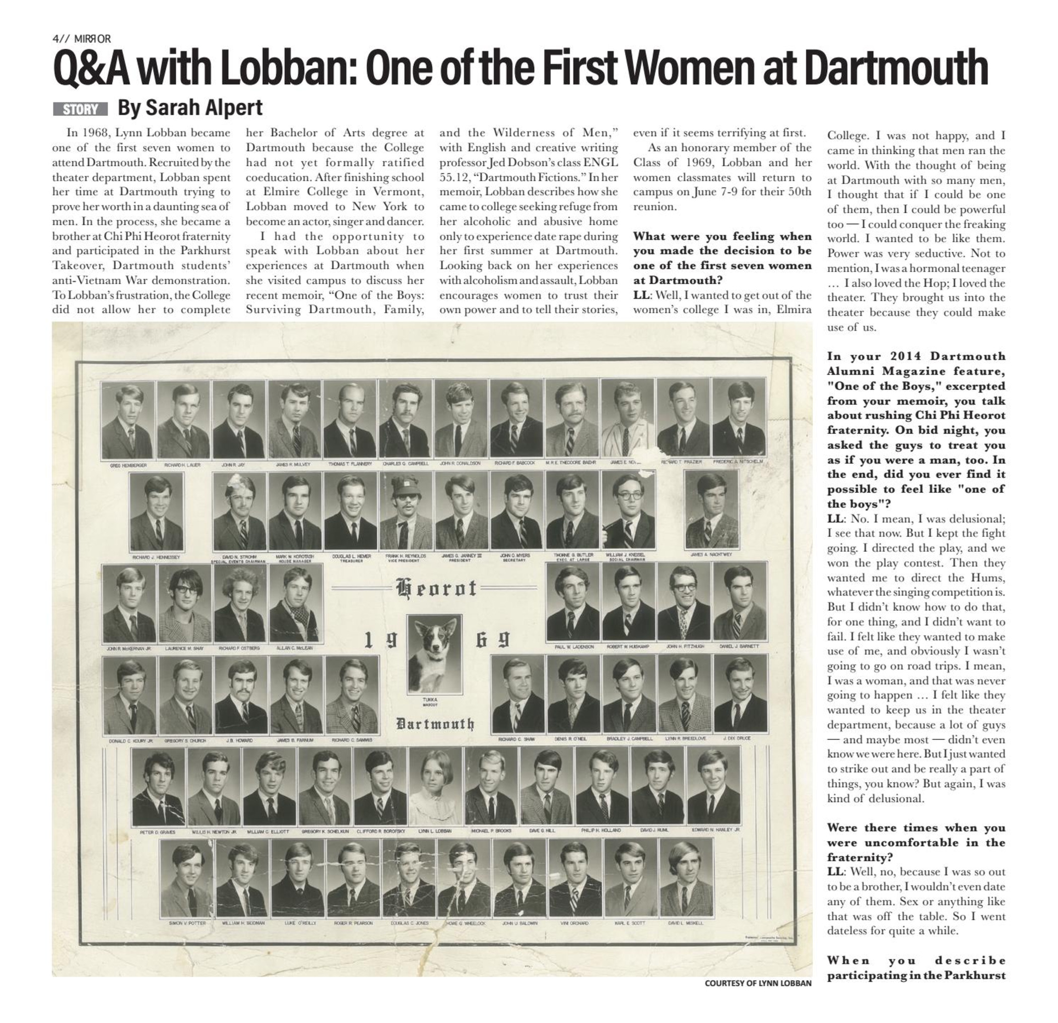 Q&amp;A with Lynn Lobban: One of the First Women at Dartmouth