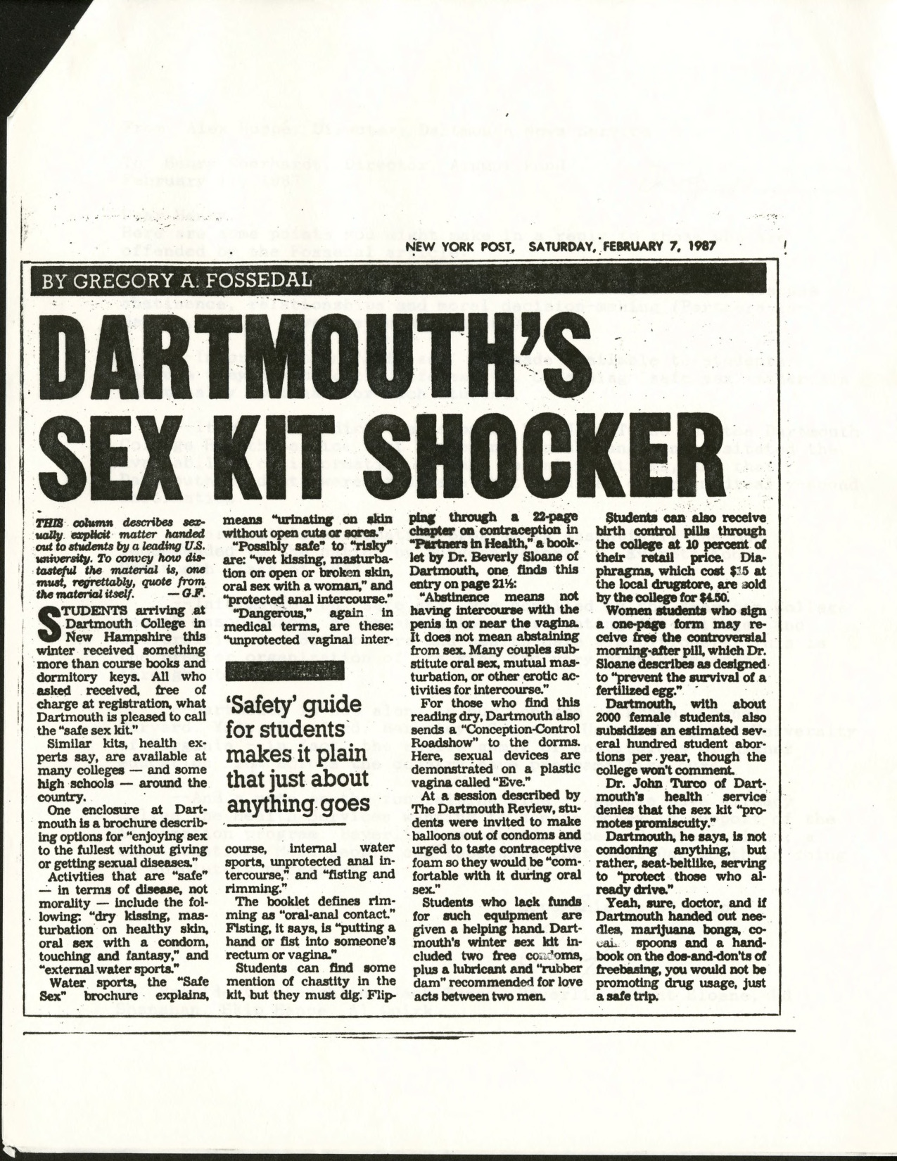 Dartmouth&#039;s Sex Kit Shocker
