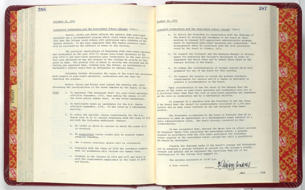 The seventh page of the Trustees' meeting minutes, November 21, 1971