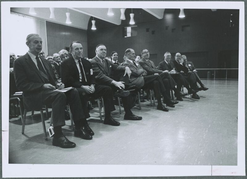 A black-and-white photo of the Board of Trustees, 1971
