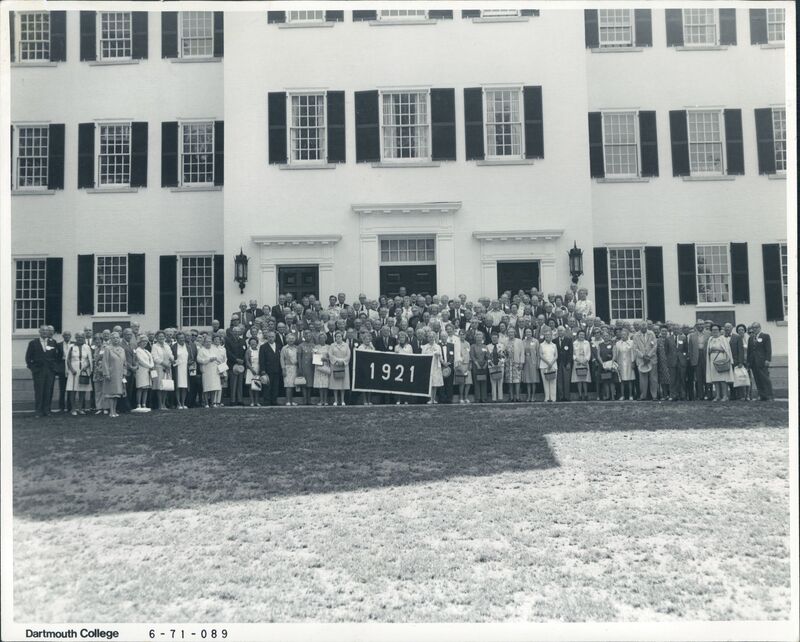 A black-and-white photograph of the Class of 1921 50th Reunion.