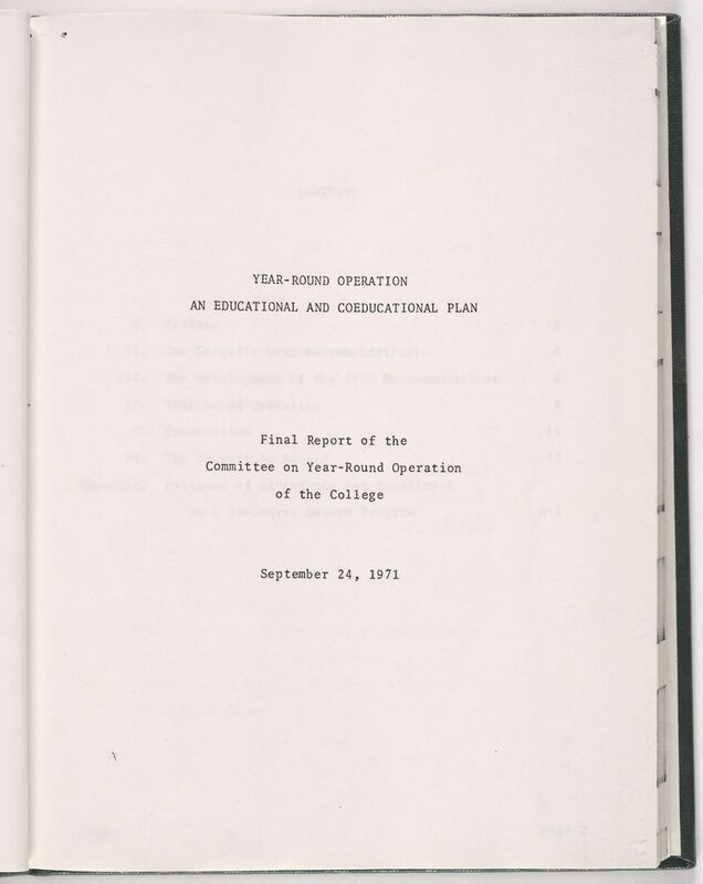 A typed copy of the Committee on Year Round Operation Report
