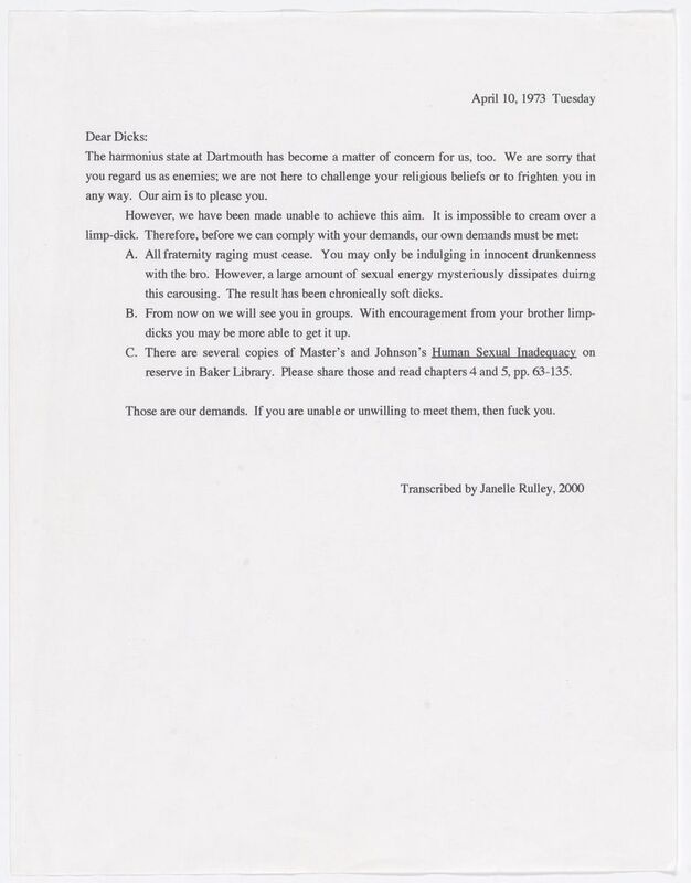 A typed letter responding to the Woodward Hall letter.