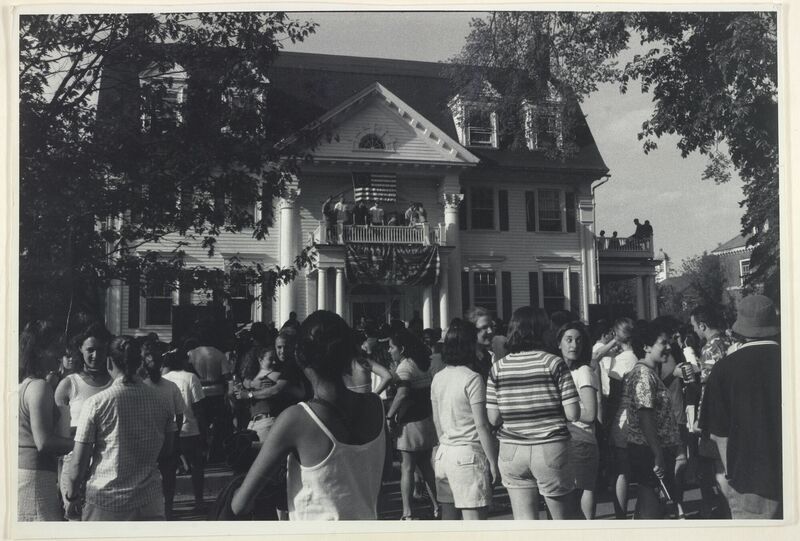 Black and white photograph of Alpha Delta fraternity at Dartmouth College