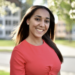 Anneliese Thomas, one of three Winter 2019 Historical Accountability Student Research Fellows, stands on the Dartmouth College Green.