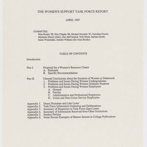 The first page of a proposal for a Women's Resource Center at Dartmouth.