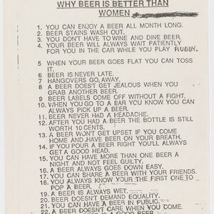 A typed list of reasons "why beer is better than women."