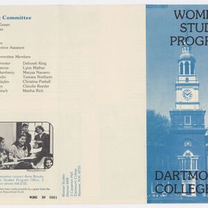 The front of a pamphlet about the Dartmouth Women Studies program.