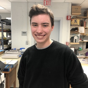 Val Werner, the Spring 2020 Historical Accountability Student Research Fellow, photographed in the Webster Hall basement.