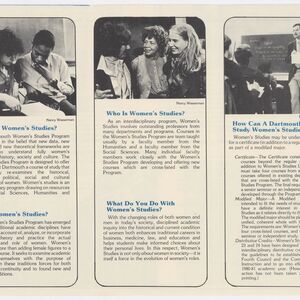 The inside of a Women Studies Program pamphlet explaining the purpose of the program.